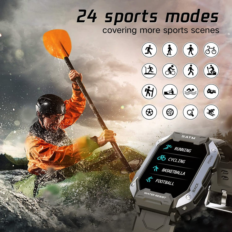 LIGE New Smart Watch For Men Bluetooth Full Touch Screen 5ATM Waterproof Watches