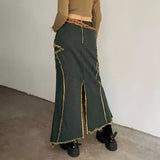 Y2K Star Long Denim Skirt