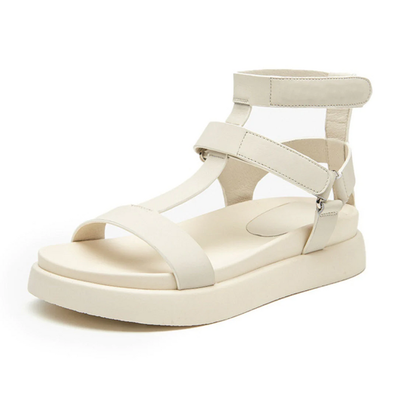 Leather Velcro Platform Open Toe Roman Style Sandals All-matching Fashion Casual Beach Shoes