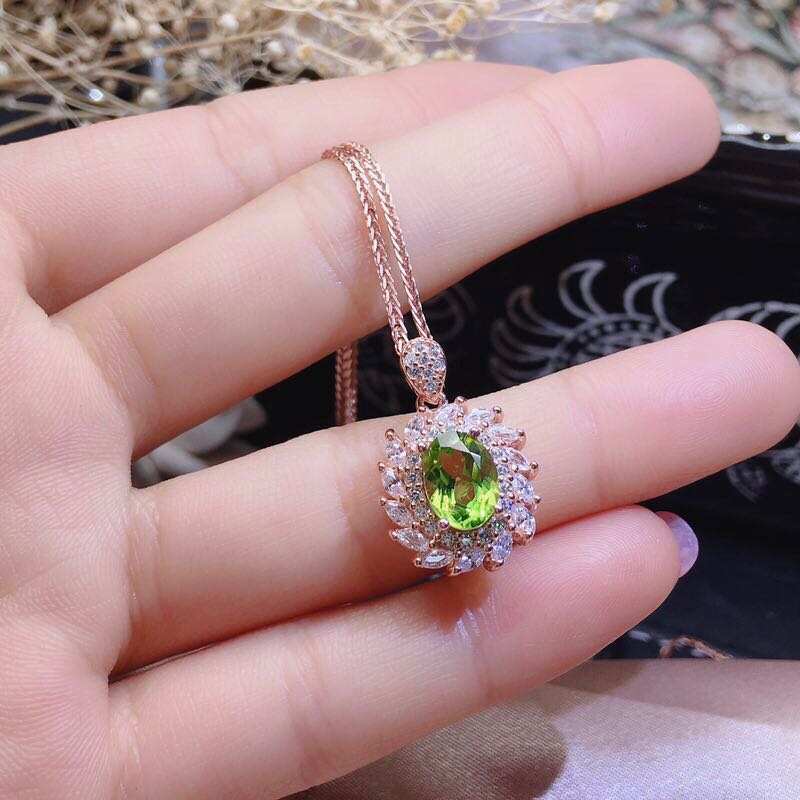 S925 Silver Gilded Peridot Jewellery Set