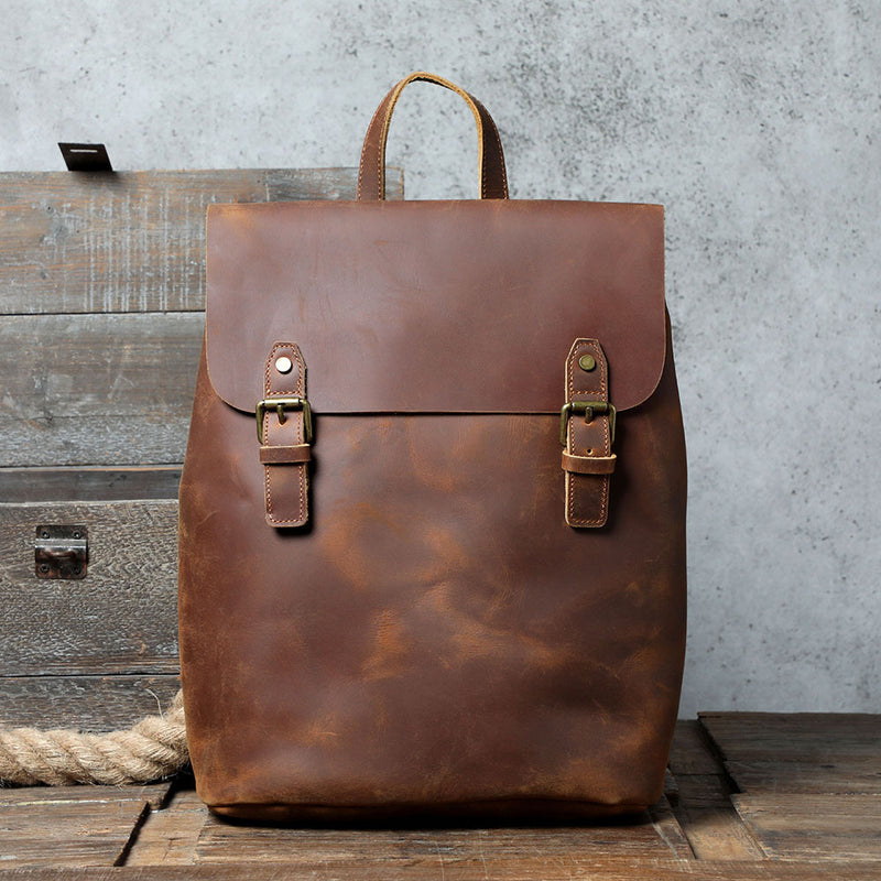 Men's Vintage Top Layer Cowhide Backpack