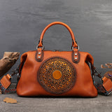 Women's Business Handbag First Layer Cowhide Zipper Shoulder Bag