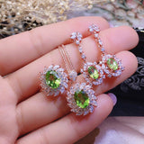 S925 Silver Gilded Peridot Jewellery Set