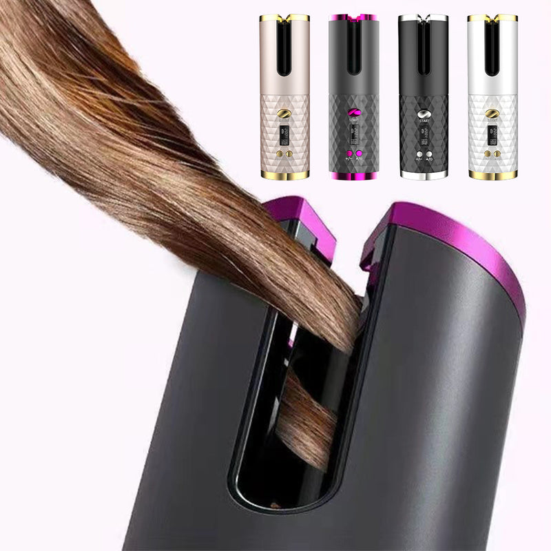 Electric LCD Display Automatic Rotating Cordless Hair Curler Fast Curling Iron Tongs