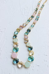 Sky Blue Multi-colored Diamond Wedding Temperament Long Necklace