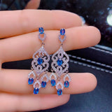 S925 Silver Natural Sri Lanka Sapphire Earrings