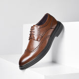 British Pointed Leather Shoes Business Formal Brogue Korean Casual Shoes