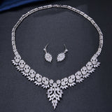 Jewelry Leaf Two Piece Bridal Zircon Set