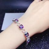 Silver Inlaid Rainbow Stone Bracelet