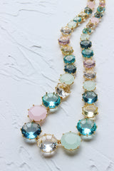 Sky Blue Multi-colored Diamond Wedding Temperament Long Necklace