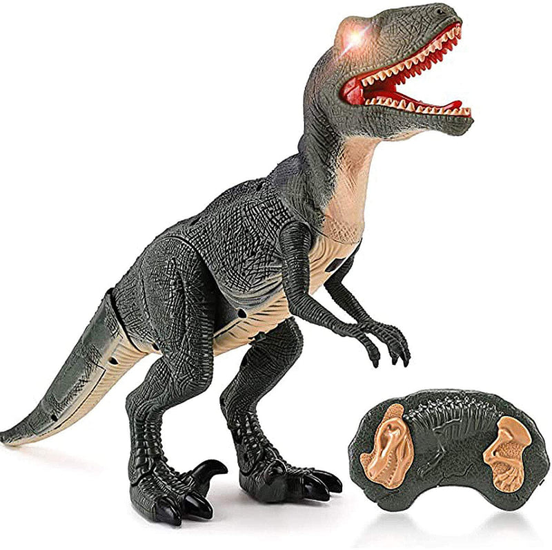 Remote Control RC Walking Dinosaur Toy With Shaking Head, Light Up Eyes & Sounds