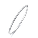 Simple Women's 18K White Gold Moissanite Semi Bracelet