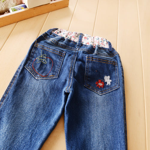 2-piece Kid Girl Long Sleeves Cartoon Denim Jean Set