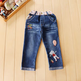 2-piece Kid Girl Long Sleeves Cartoon Denim Jean Set