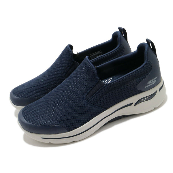 Skechers Go Walk Arch Fit-To-Path Navy Grey Men Slip On Shoes Loafers 216121-NVGY