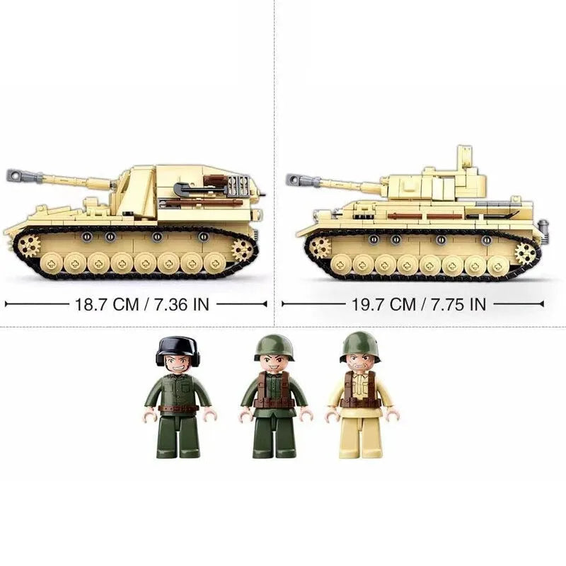 MOC Military WW2 German Panzer IV Tank Kids Building Blocks