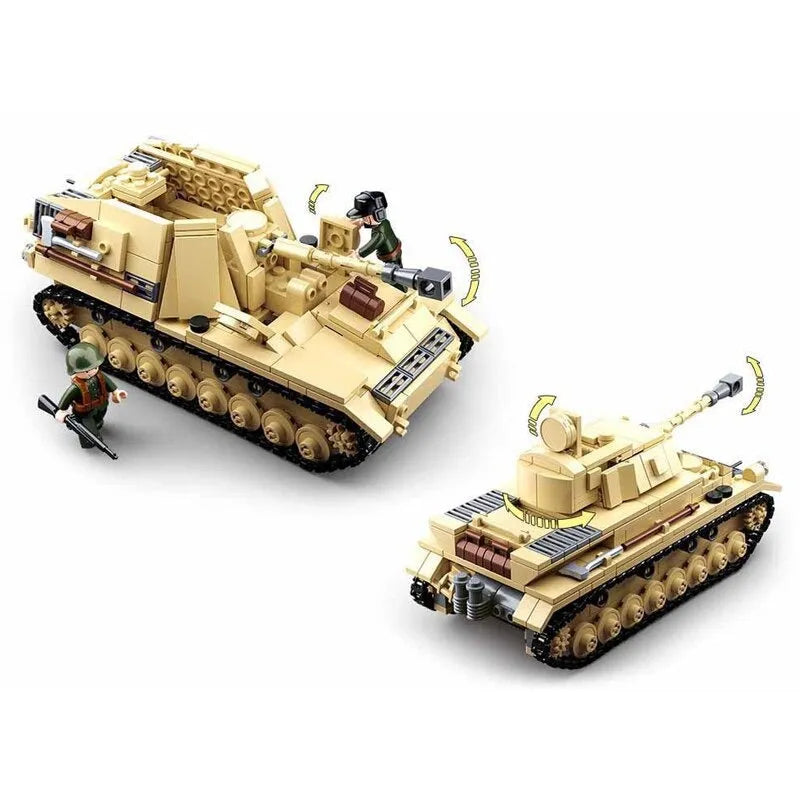 MOC Military WW2 German Panzer IV Tank Kids Building Blocks